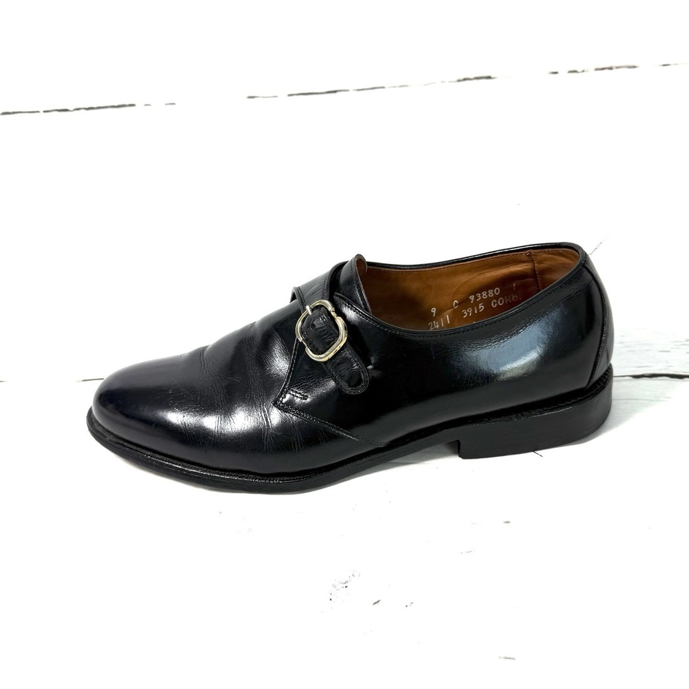 Allen Edmonds Standish Shoes Men's 9C Black Monk Strap Loafers Leather